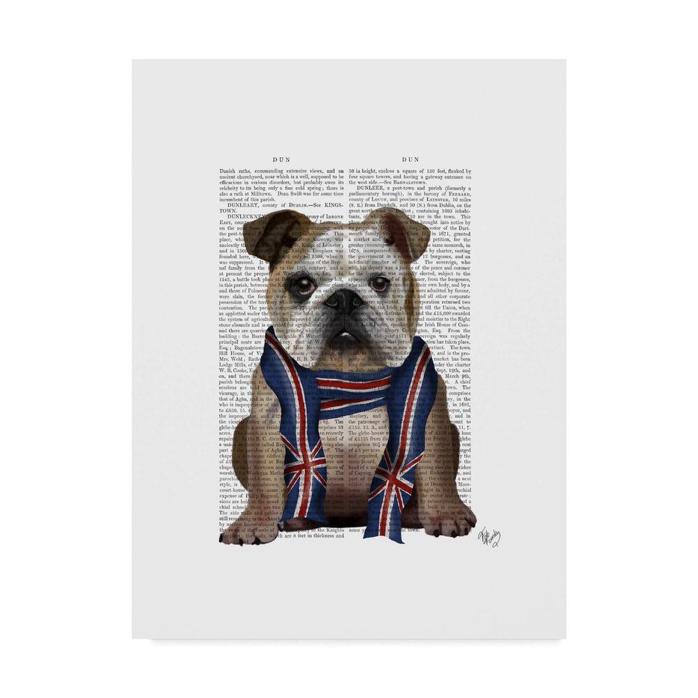2356 18x24-Inch English Bulldog with Scarf On Text by Fab Funky